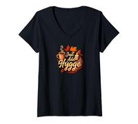 Mujer Just Add Hygge Cozy Autumn Comfort Graphic Camiseta Cuello V