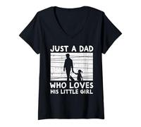 Mujer Just Dad Who Loves His Little Girl Día del Padre Papa Camiseta Cuello V