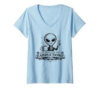 Mujer Just Here For The Abduction: Divertida Ropa alienígena Camiseta Cuello V
