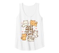 Mujer Just Here for The Cats, Kawaii, Amante de los Gatitos, Divertidos Gatos, mamá y papá Camiseta sin Mangas