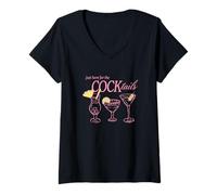 Mujer Just Here for The Cocktails Funny Bachelorette Drink Design Camiseta Cuello V