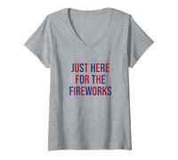 Mujer Just here for the fireworks 4th Of July Couple Camiseta Cuello V