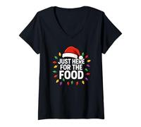 Mujer Just Here For The Food Funny Christmas Sutil Bah Humbug Camiseta Cuello V