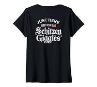 Mujer Just Here For The Schitzengiggles Funny German Octoberfest Camiseta Cuello V