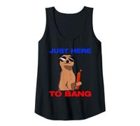 Mujer Just Here to Bang Fireworks Artificial pirotécnico 4th of July Camiseta sin Mangas