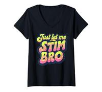 Mujer Just Let Me Stim Bro Groovy Autism Awareness Men Women Camiseta Cuello V