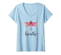 Mujer Just Libélulas Insectos Verano Respira Breathe Dragonfly Camiseta Cuello V