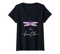 Mujer Just Libélulas Insectos Verano Respira Breathe Dragonfly Camiseta Cuello V
