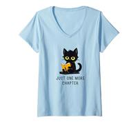Mujer Just One More Chapter Black Cat Book Lover Mujeres Niños Niñas Camiseta Cuello V