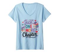 Mujer Just One More Chapter Book Lovers Reading Camiseta Cuello V