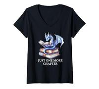 Mujer Just One More Chapter Book Worm Dragon Reading Lover Bookish Camiseta Cuello V