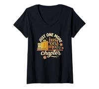Mujer Just One More Chapter Retro Book Lover Graphic Camiseta Cuello V