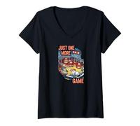 Mujer Just One More Game Pinball Arcade Retro Gamer Camiseta Cuello V