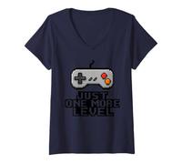Mujer Just One More Level Pixel Art Game Controller Motivacional Camiseta Cuello V