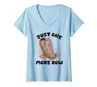Mujer Just One More Row Funny Knitting Knitters Crochet Crochet Camiseta Cuello V