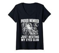 Mujer Just Resting My Eyes Funny Frog Nap Lover Lazy Sleeper Camiseta Cuello V