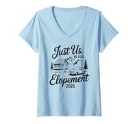 Mujer Just Us Sin complicaciones Elopement 2026 Micro Novia de Boda Camiseta Cuello V