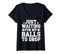 Mujer Just Waiting For My Balls To Drop Juego de Hobby de Bingo - Camiseta Cuello V