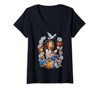 Mujer Juventud Pastor Adoración Alabanza Coqueta Cristiano Religioso Camiseta Cuello V