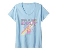 Mujer K Pop Chill & Love Camiseta Cuello V