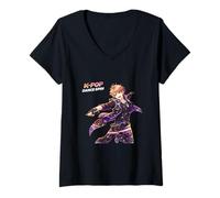 Mujer K-Pop Dance Spin Anime Ídolo Energía Camiseta Cuello V