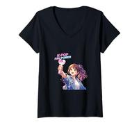 Mujer K-Pop Fan Power Cute Anime Concierto Chica Camiseta Cuello V