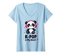 Mujer K-pop In My Heart Sweet Panda Música Coreana Corea Del Sur Camiseta Cuello V