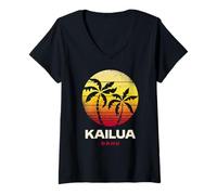 Mujer Kailua Oahu Hawaii Tropical Design Kailua Ropa de Playa Camiseta Cuello V