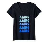 Mujer Kairo Retro Name Stack Design Camiseta Cuello V