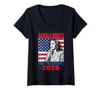 Mujer Kamala Harris 2028 Señora Presidenta Campaña Electoral Camiseta Cuello V
