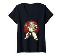 Mujer Kanji japonés de Karate Shisa Lion Karate de Okinawa Camiseta Cuello V