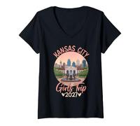 Mujer Kansas City 2027 Chicas Viaje Ciudad Viajes Chicas Camiseta Cuello V