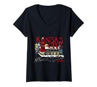 Mujer Kansas City KC Plaza Lights Holiday, Festiva y Navidad Camiseta Cuello V