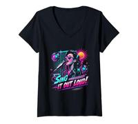 Mujer Karaoke Sing It out Loud Camiseta Cuello V