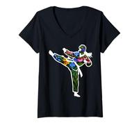 Mujer Karate de Taekwondo Floral Camiseta Cuello V