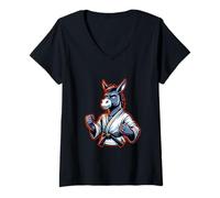 Mujer Karate Donkey Divertido Para Amantes Del Arte Marcial Camiseta Cuello V