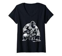 Mujer Karate Gorilla Amante de Las Artes Marciales Hombres Niños Karate Camiseta Cuello V