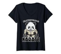 Mujer Karate Panda Todo lo Que Quiero Hacer es Cute Bear Karateka Camiseta Cuello V