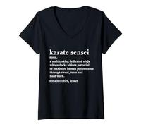 Mujer Karate Sensei Definición Divertido Instructor de Artes Marciales Camiseta Cuello V