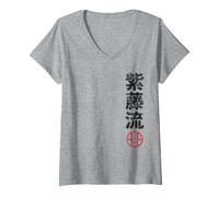 Mujer Karate Shito Ryu Japan Kanji Japanese Martial Arts Vintage Camiseta Cuello V