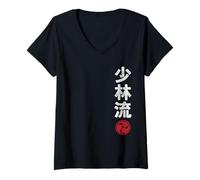 Mujer Karate Shorin Ryu Japan Kanji Japanese Martial Arts Vintage Camiseta Cuello V
