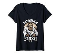 Mujer Karate Warrior Legend Sasquatch Sensei Bigfoot Artes Marciales Camiseta Cuello V