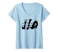 Mujer Karl Marx Vladimir Lenin Friedrich Engels Estatuas CCCP Camiseta Cuello V