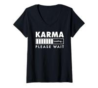 Mujer Karma Cargando Divertido Sarcástico Zen Snarky Ciclo de Energía Camiseta Cuello V