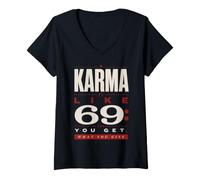Mujer Karma Cita Humor Lo Que Das Viene Alrededor del Estado de ánimo Camiseta Cuello V