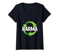 Mujer Karma Destino Meditación Reciclaje Protección del Medio Ambiente Regalo Camiseta Cuello V
