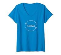 Mujer Karma Lo Que va, Viene Alrededor, Karma Divertido Camiseta Cuello V, Zafiro, L