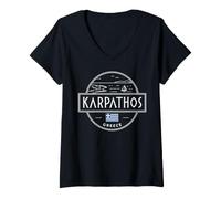 Mujer Karpathos Grecia Vela Aventura Náutica Camiseta Cuello V