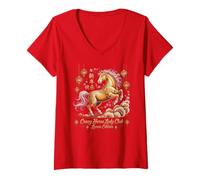 Mujer Kawaii 2026 AÑO DE Caballo Loco Lady Club Lunar Rider Zodiac Camiseta Cuello V