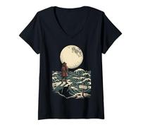 Mujer Kawaii Anime Manga Otaku Samurai Japan Ramen Y2K Cyberpunk Camiseta Cuello V